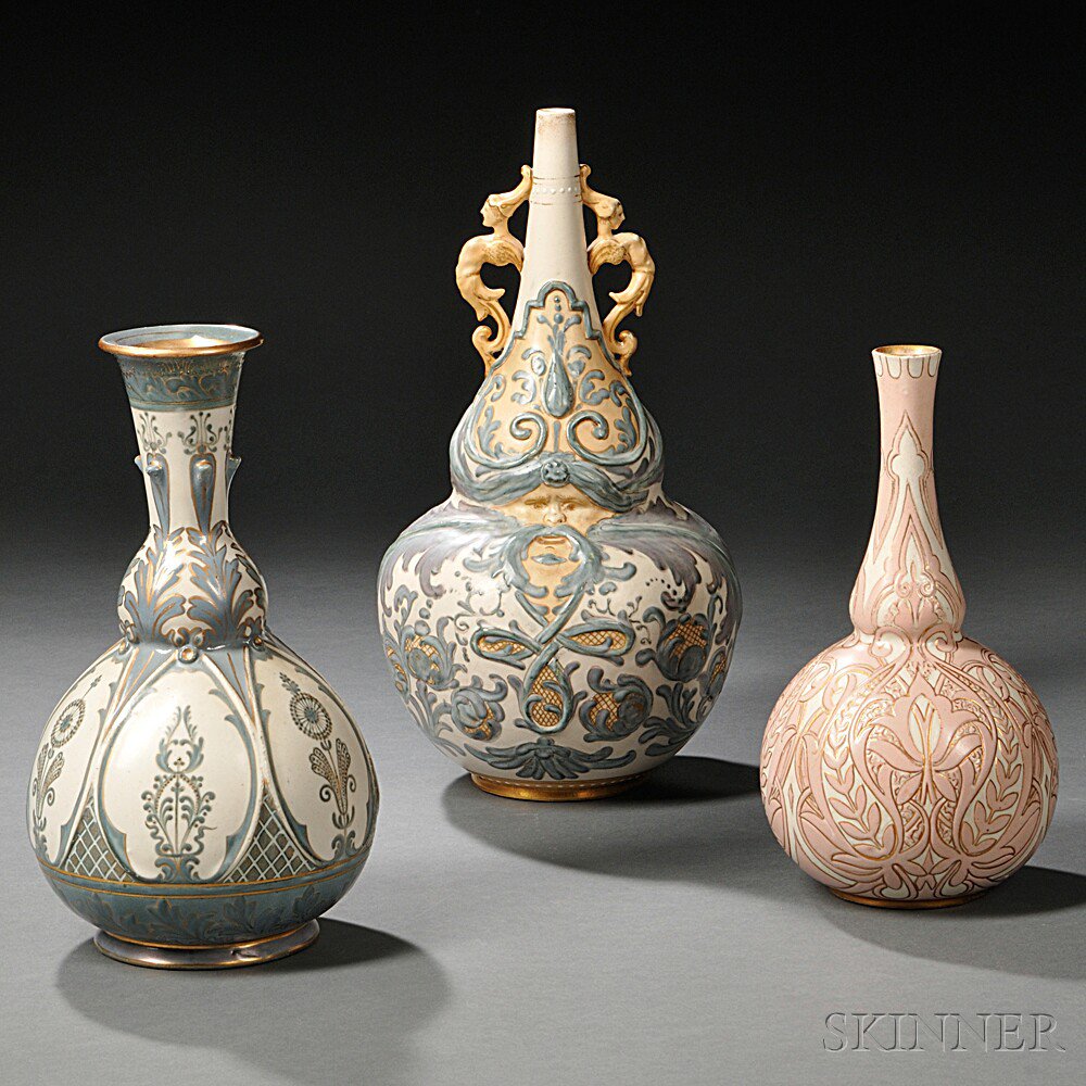 Appraisal: Three Doulton Lambeth Carrara Vases England late th century an