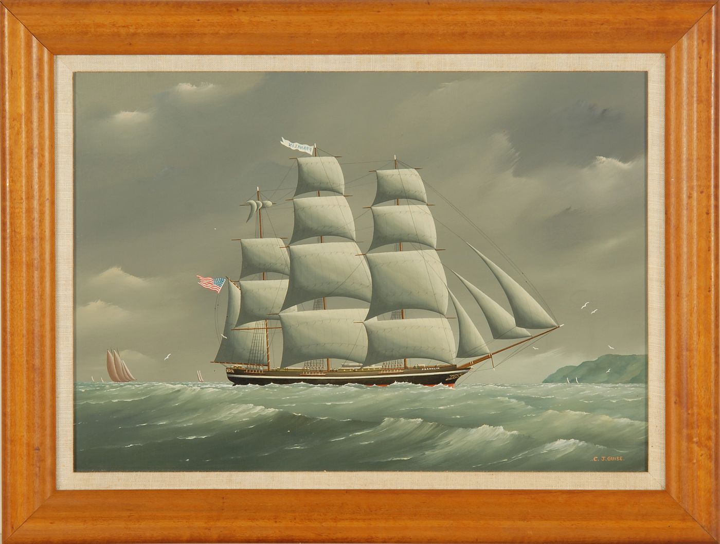 Appraisal: CHRISTOPHER J GUISE th CenturyThe American full-rigged ship Franklin Signed