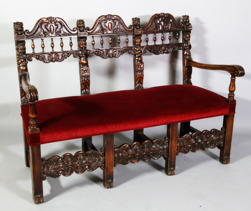 Appraisal: - th C Italian Bench th century Italian carved bench