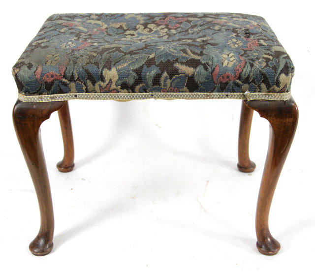 Appraisal: A George I style mahogany footstool with needlework seat cm