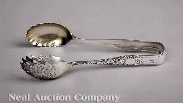 Appraisal: An Antique American Sterling Silver Serving Tongs J B S