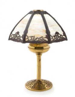 Appraisal: An American Slag Glass Table Lamp Height inches An American