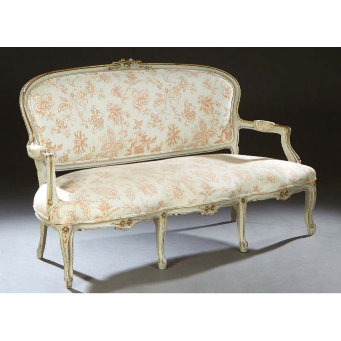 Appraisal: French Louis XV Style Polychromed Beech Canape th c the