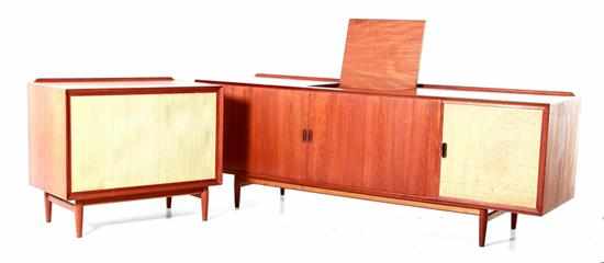 Appraisal: Arne Vodder Danish Modern teak stereo cabinet and speaker cabinet