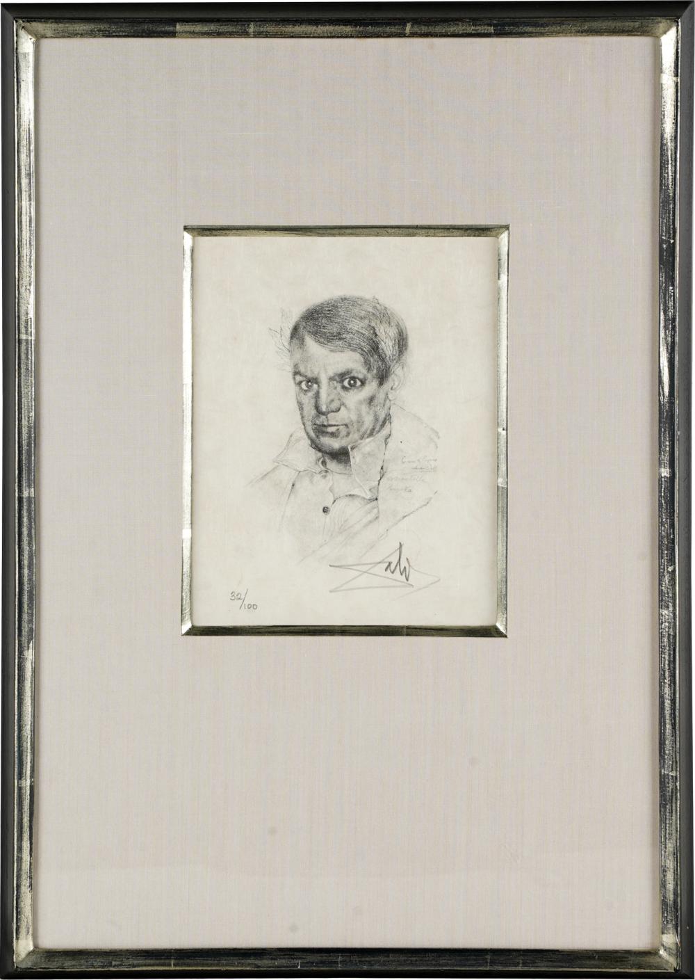 Appraisal: SALVADOR DALI - PORTRAIT OF PABLO PICASSOetching signed and numbered