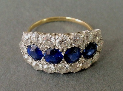 Appraisal: Sapphire and diamond ring in an k y g setting