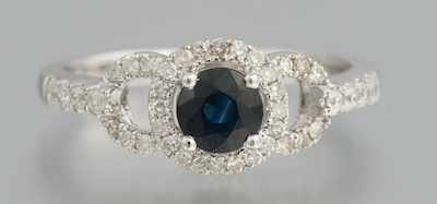 Appraisal: A Ladies' Sapphire and Diamond Ring k white gold ring