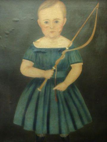 Appraisal: Oil on Canvas of a Young Boy with Riding Crop