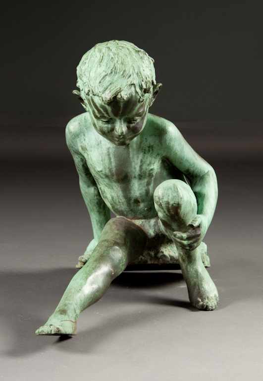 Appraisal: Haynsworth Baldrey American - Young Boy bronze verdigris bronze figure