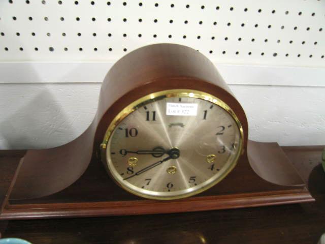 Appraisal: German Mantle Clock Westminster style chimes mahogany case