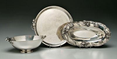 Appraisal: Three pieces silver plated hollowware two pieces with vine and