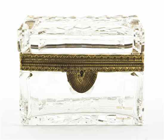 Appraisal: A French Gilt Bronze and Cut Glass Table Casket of