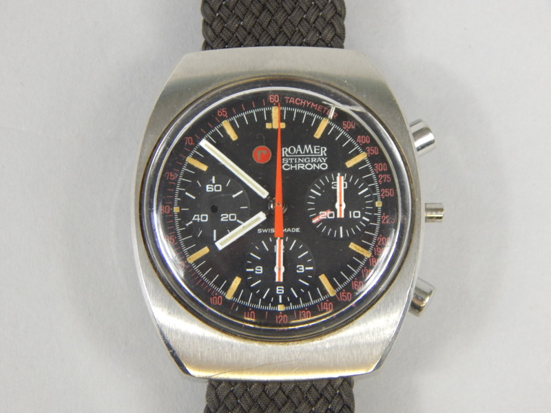 Appraisal: A Romer Stingray Chrono retro style wristwatch in a steel