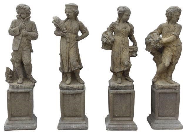 Appraisal: lot of Cast stone garden statuary children as allegorical representations