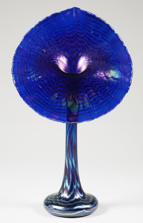 Appraisal: Stunning - high iridescent glass vase double signed by Correia