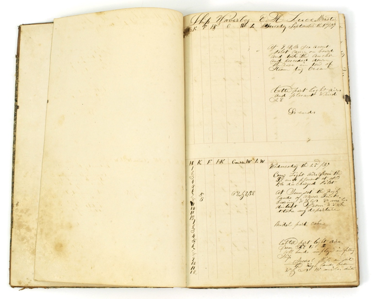 Appraisal: SHIP'S LOG Ship's log of the Waverly kept by E