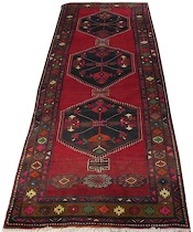 Appraisal: A Semi-Antique Kurd Carpet This runner features three black serrated