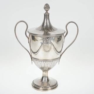 Appraisal: George III sterling silver handled urn and cover London circa