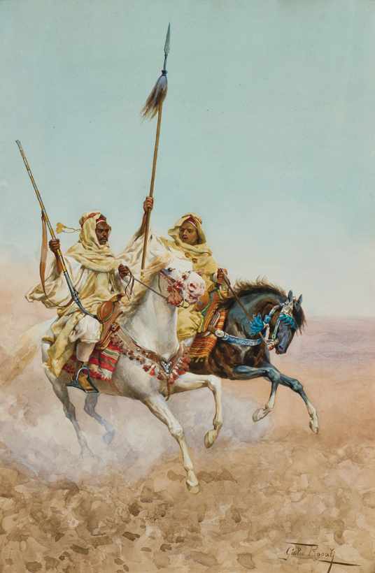 Appraisal: GUILIO ROSATI Italian - Arabs on Horseback watercolor and gouache