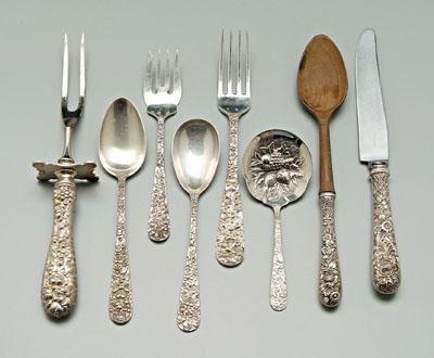 Appraisal: Repouss eacute sterling flatware most without monograms pieces Steiff pieces