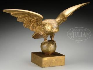 Appraisal: CARVED GILT WOOD EAGLE ON PLINTH CARVED GILT WOOD EAGLE