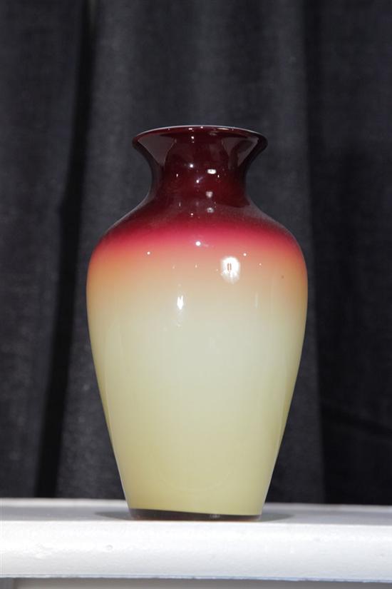 Appraisal: PEACHBLOW VASE Wheeling cased Peachblow vase with shiny gloss ''