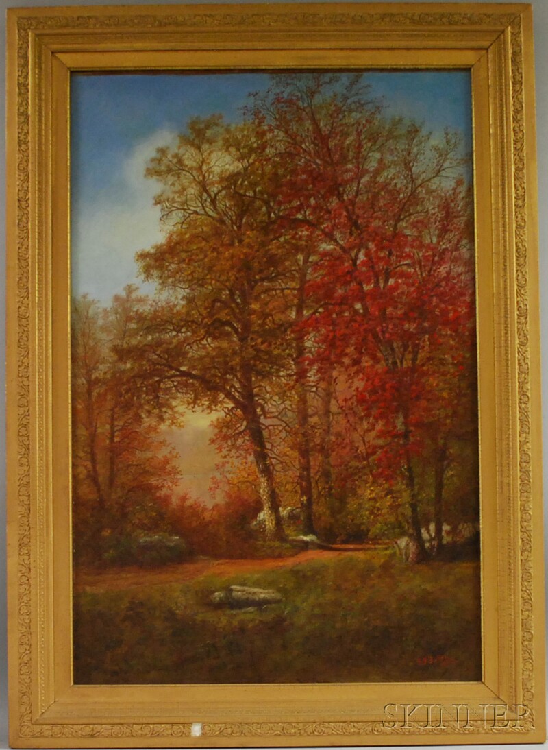 Appraisal: American School th Century Autumn Trees Signed and dated S