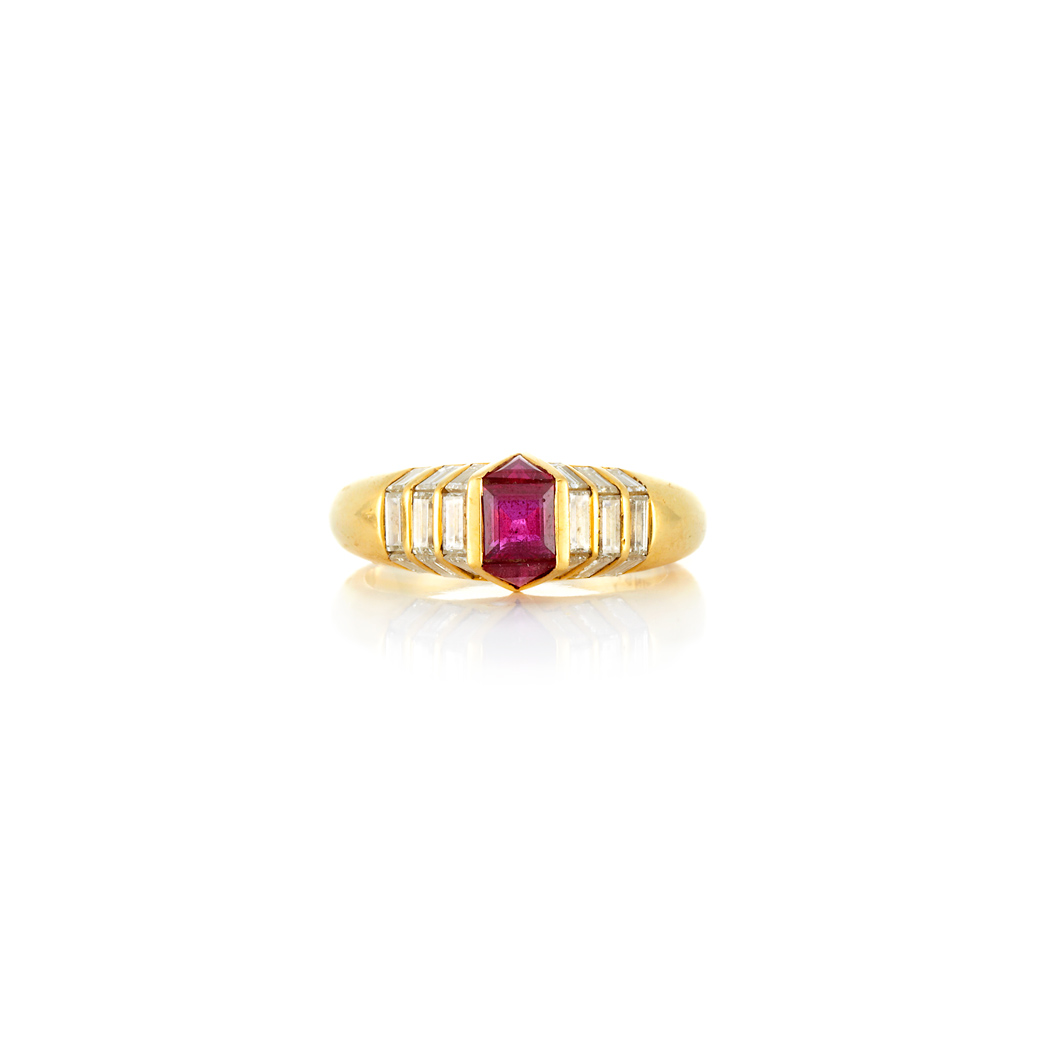 Appraisal: Ruby and Diamond Ring kt diamonds ap ct rubies ap