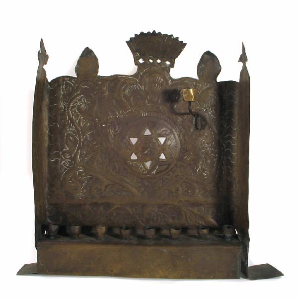 Appraisal: A Continental brass wall menorah th century height in