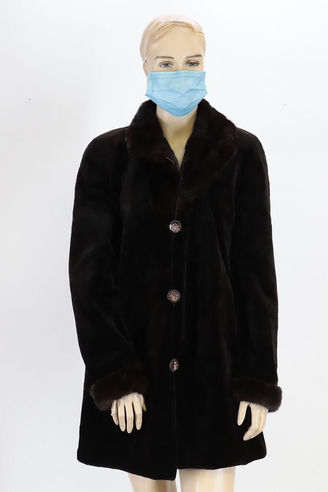 Appraisal: Brown Sheared Mink Coat with Long Mink Collar legnth sheared