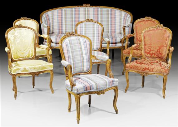 Appraisal: SUITE OF FURNITURE Transition France circa Consisting of canape corbeille