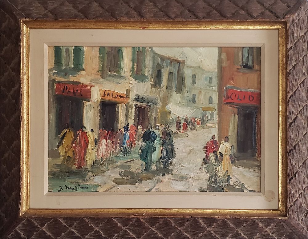 Appraisal: Antique Oil on Panel Porta Nolana Napoli Street Scene Antique