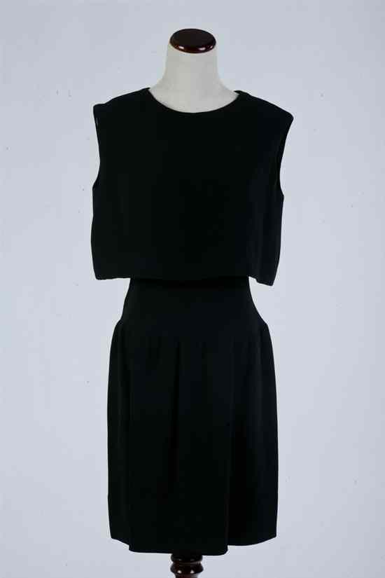 Appraisal: NORMAN NORELL BLACK DRESS Drop waist mini dress with cropped