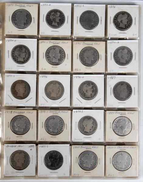 Appraisal: Barber Half Dollar Collection Description Includes coins from to Includes