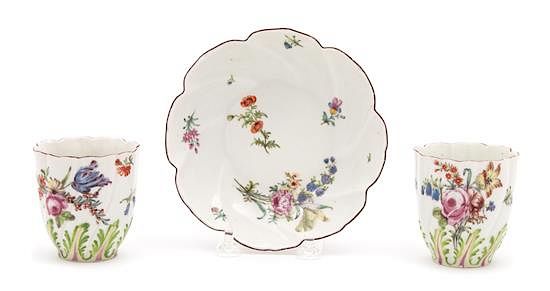 Appraisal: Three Pieces of Chelsea Porcelain Diameter of saucer inches Three