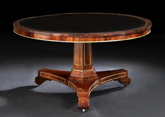 Appraisal: Regency Rosewood Center Table first quarter th century the tilting