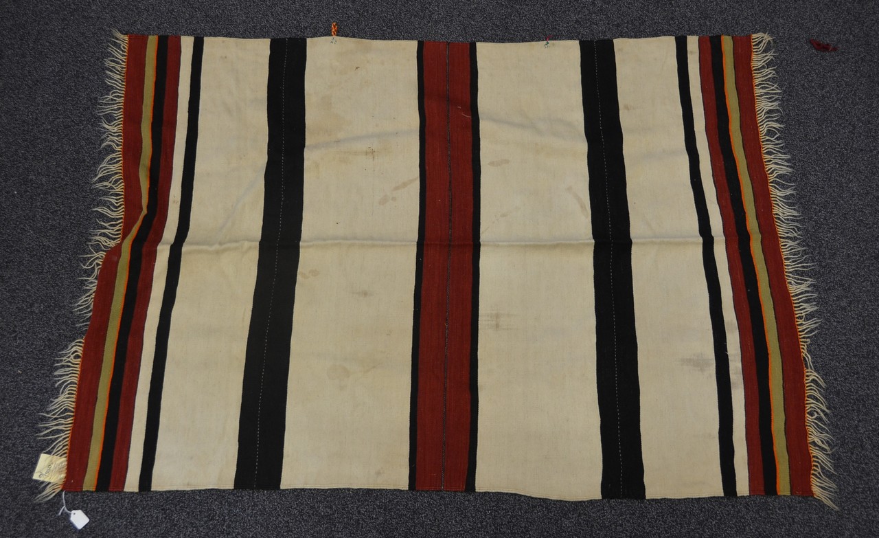 Appraisal: Flat Weave blankets with Stripes th Century Morocco one measures