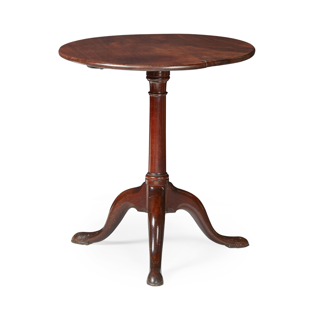 Appraisal: GEORGE III MAHOGANY TRIPOD TABLE MID TH CENTURY the circular