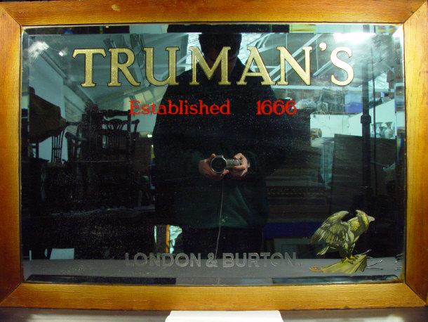 Appraisal: Rectangular bevel edged brewery advertising mirror with gilt lettering 'Trumans