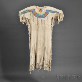 Appraisal: Plateau Beaded Hide Dress c first quarter th century beaded