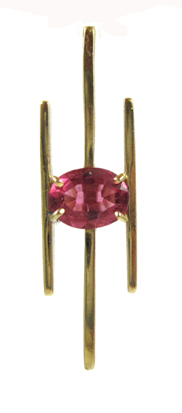 Appraisal: PINK TOURMALINE AND FOURTEEN KARAT GOLD PENDANT set with an