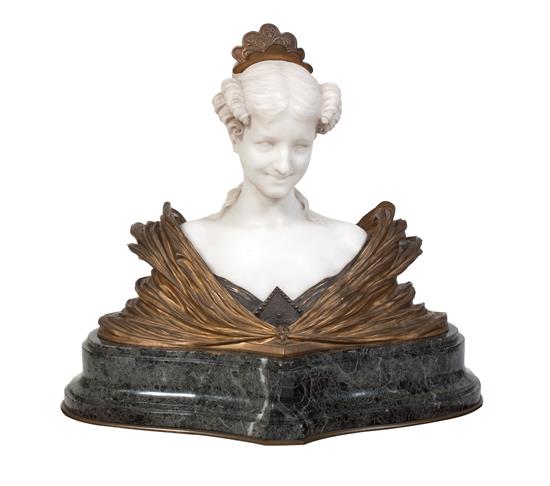 Appraisal: Sale Lot A French Gilt Bronze and Marble Bust dominique