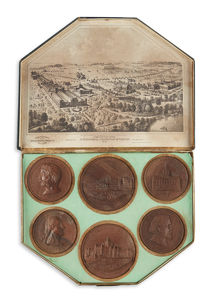 Appraisal: PENNSYLVANIA Set of wooden medallions from World's Fair in their