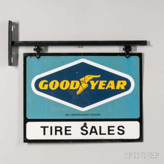 Appraisal: quot Goodyear Tire Sales Double-sided Sign on Bracket Goodyear Tire