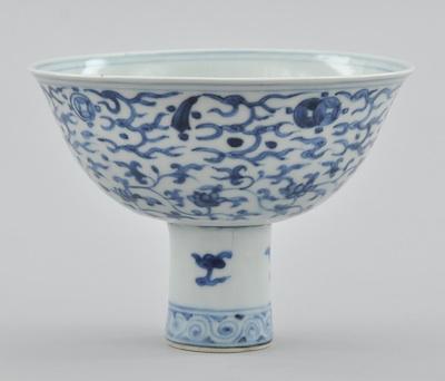 Appraisal: A Chinese Blue and White Porcelain Stembowl Traditionally formed bowl