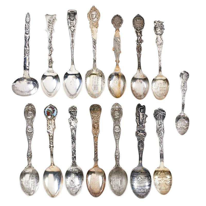 Appraisal: STERLING SILVER SOUVENIR SPOONS Condition Report