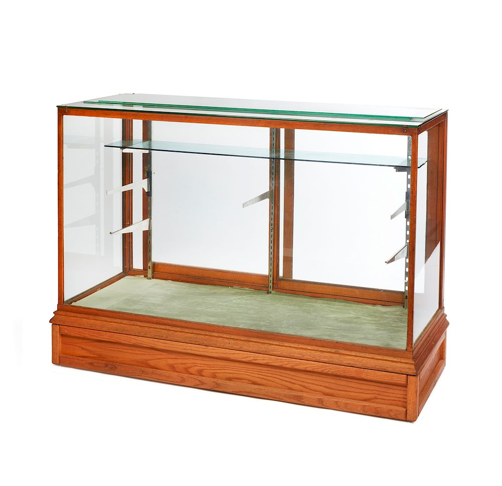 Appraisal: Display Case Wood trimmed glass display case having three glass