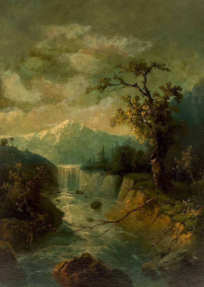 Appraisal: MEKERTICH GIVANIAN TURKISH-ARMENIAN - MEKERTICH GIVANIAN TURKISH-ARMENIAN - Forest Waterfall