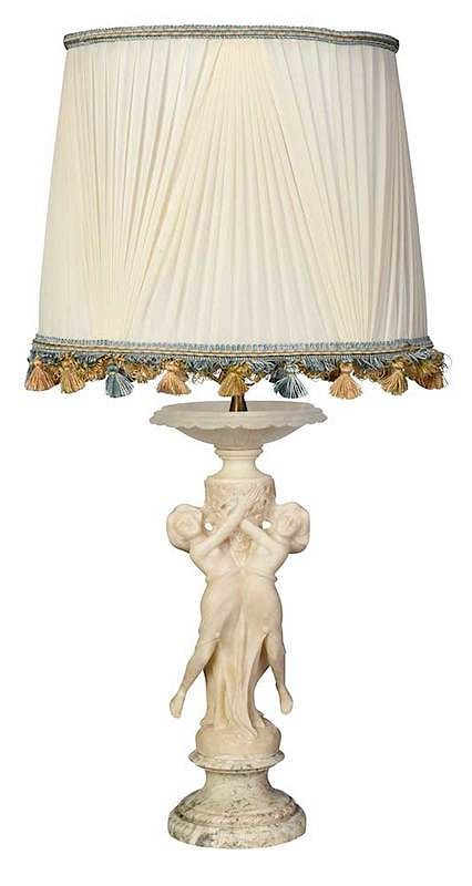 Appraisal: Italian Carved Alabaster Figural Lamp probably th century two female