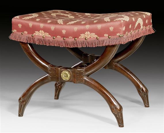 Appraisal: STOOL AUX TETES DE DAUPHINS Empire probably by F H